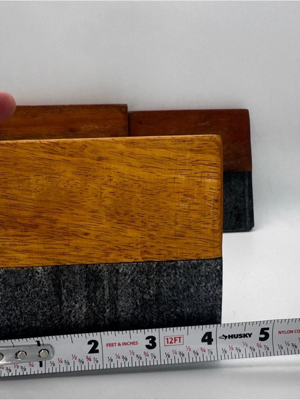 Wood and Slate Square Coasters - Gray and Brown